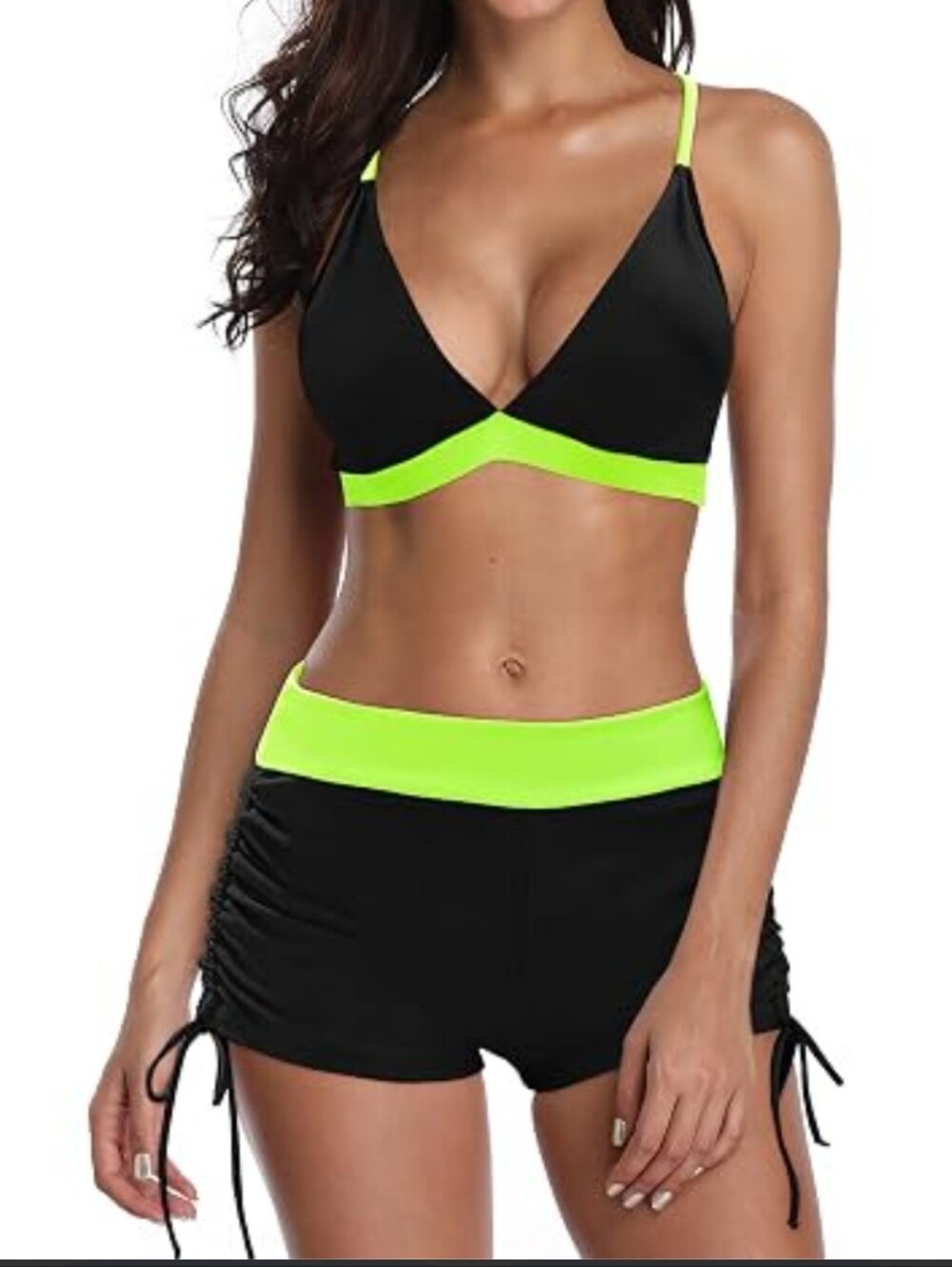 Two Piece Swimsuit with Boy Shorts - Modest Swimming Suits High Waisted,XL